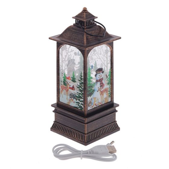 Изделие декоративное &quot;Фонарь&quot; (подсвет, AAAх3 н/п +USB)  L7,5 W7,5 H20 см, 5в.