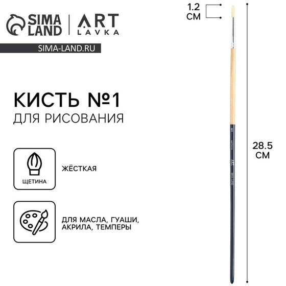Кисть для рисования щетина круглая № 1 (диаметр обоймы 3 мм; длина ворса 13 мм)