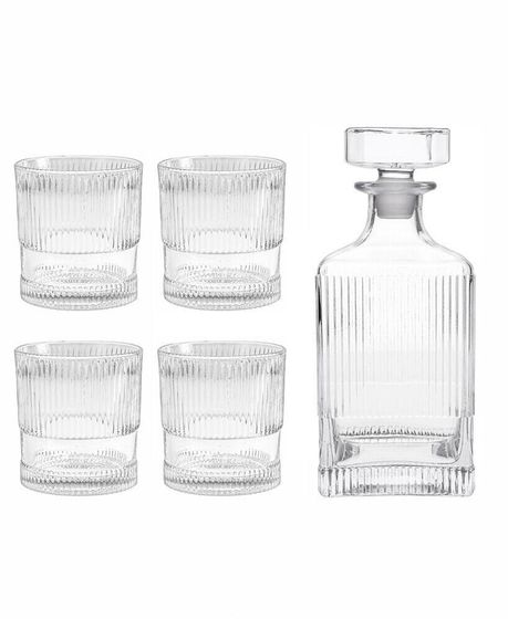 NoHo Clear Decanter 25.4 oz, DOF (double old fashioned) 9.85 oz Set