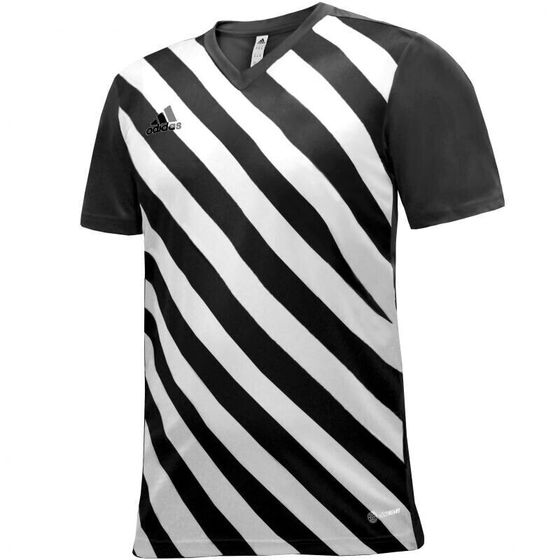 Мужская спортивная футболка черная с полосками T-shirt adidas Entrada 22 Graphic Jersey M HF0126