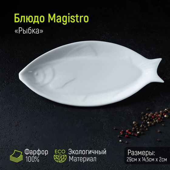 Блюдо фарфоровое Magistro «Рыбка», 29×14,5×2 см, цвет белый