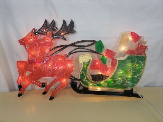 !09 ФИГУРА СВЕТОВАЯ MARKO FERENZO &quot;ДЕД МОРОЗ&quot; РАЗНОЦВЕТНАЯ 35 ЛАМП 46*28СМ. ЦВЕТ БЕЛЫЙ, ВЛАГОЗАЩИТА, ПРОВОД 1,5 М.