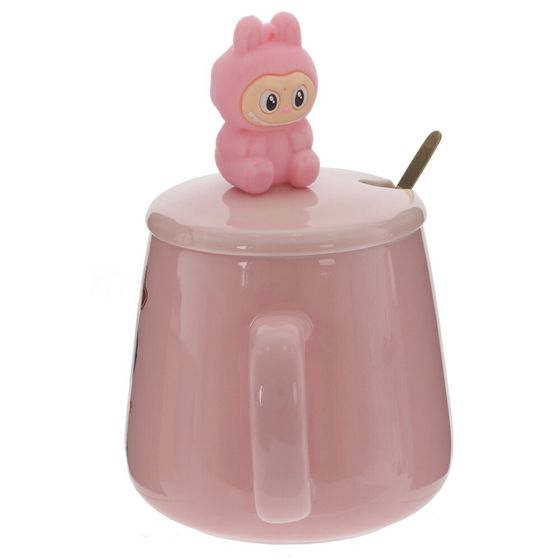 Кружка с крышкой и ложкой, 470 мл, L13,5 W10 H15 см