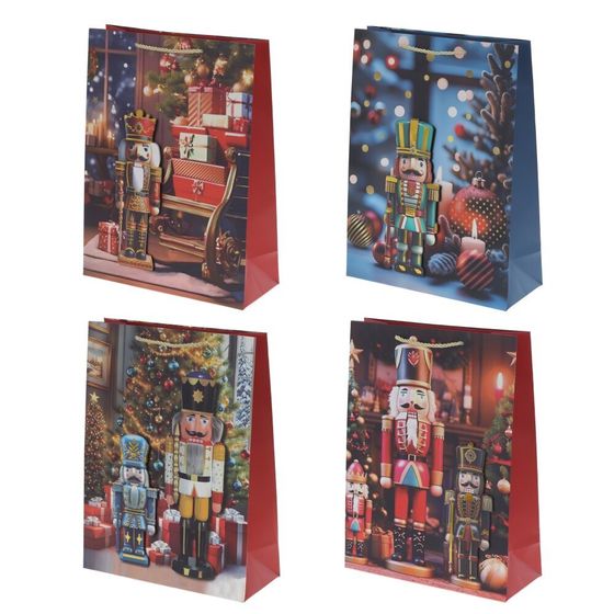 Пакет подарочный (бумага 210г/м2, блок 12шт), L30 W12 H40 см, 4в.