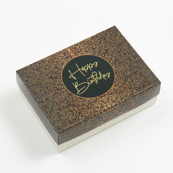 !Коробка подарочная, 2 штуки крышка-дно, сборная "С днем рождения" 21 х 15 х 7 см