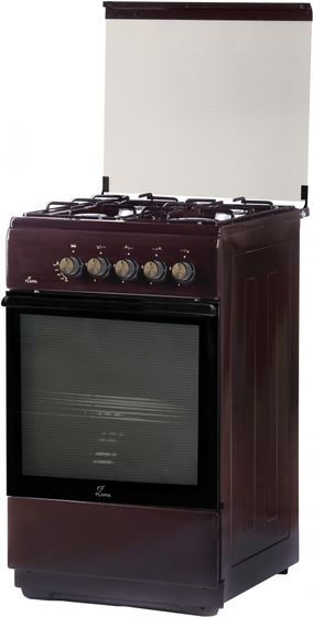 Плита комбинированная Flama L FK 1412 B коричневый (стеклянная крышка) реш.сталь