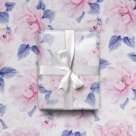 Бумага упаковочная глянцевая «Нежные цветы», 2 листа 70 × 100 см