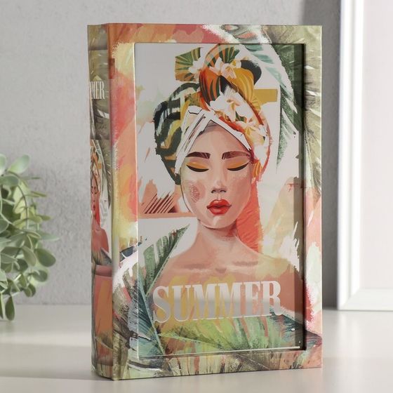 Шкатулка книга-сейф «Девушка в ярком тюрбане», дерево, искусственная кожа, зеркало, 24×16×5 см