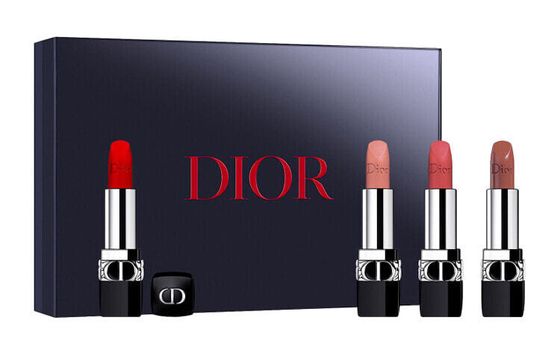 DIOR Blazing Blue Gold Mini Lipstick Makeup Sets Complexion Velour Satin Matte Pack Of 4