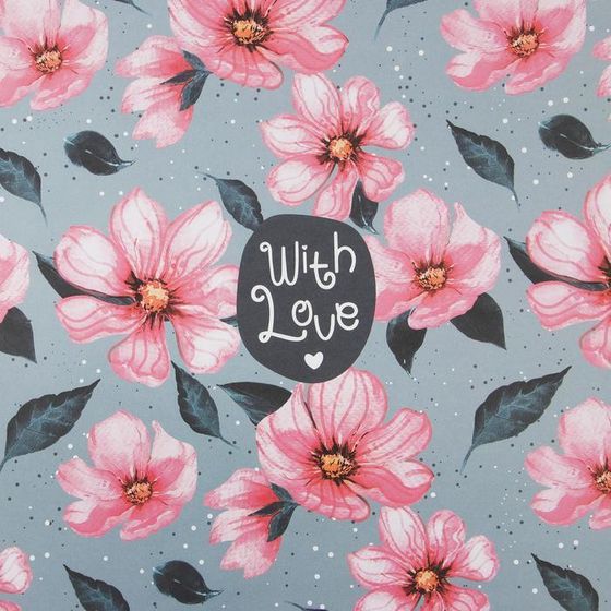 !09 Бумага (набор 5 листов) упаковочная крафтовая "With love" 70 × 100 см.