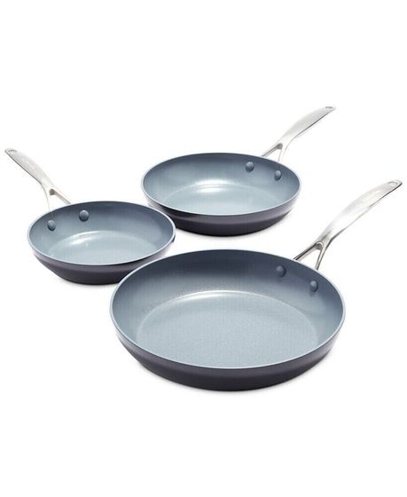 Valencia Pro Healthy Ceramic Nonstick 8&quot;, 9.5&quot; &amp; 11&quot; Frypan Set