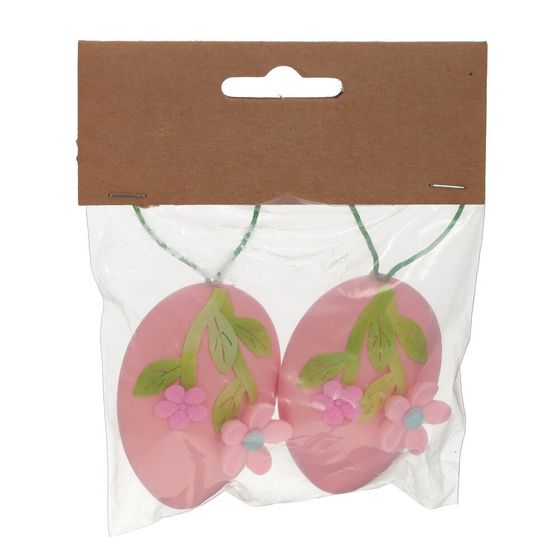 Набор из 2-х изделий декоративных подвесных &quot;Яйцо пасхальное&quot; (4*2*6), Д10 Ш2 В12 см, 2в.