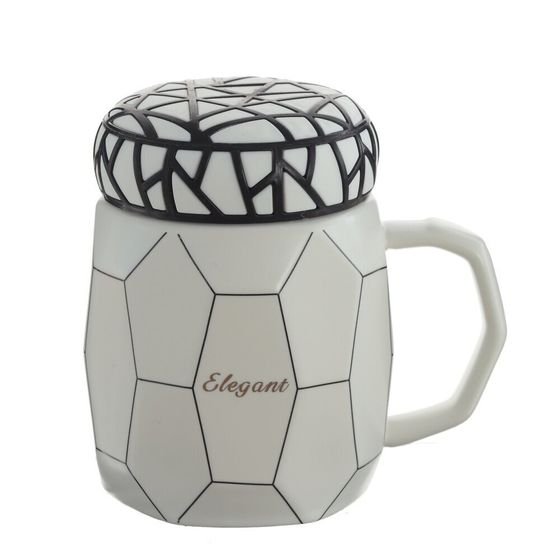 Кружка с крышкой, 500 мл, L12,5 W9 H12 см, цвет микс