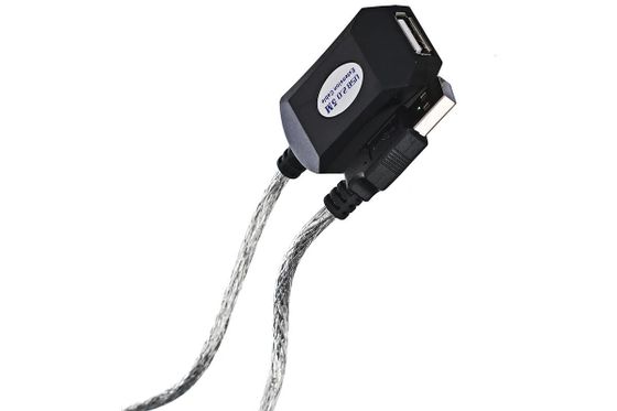 Кабель-адаптер Aopen USB2.0 А(m)-USB А(f) 5м серебро/черный (ACU823-5M)