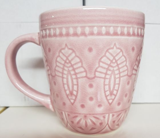 !09 Кружка "Узор" 350 мл каменный фарфор цвет розовый