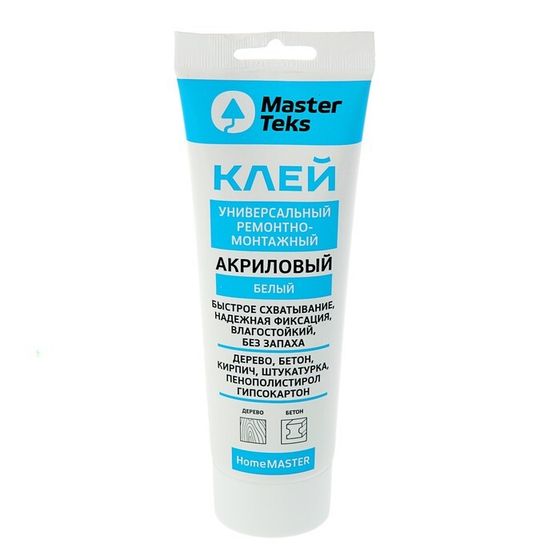 Клей MasterTeks Homemaster, акриловый, универсальный ремонтно-монтажный, белый, 400 г