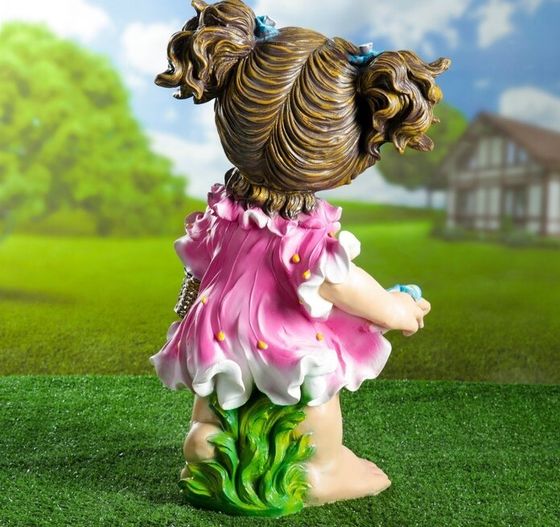 !Садовая фигура "Девочка с корзиной цветов" 58 см.