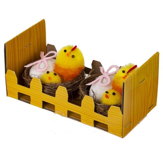 Набор из 2-х изделий декоративных &quot;Гнездо пасхальное&quot;, L11 W6 H6 см