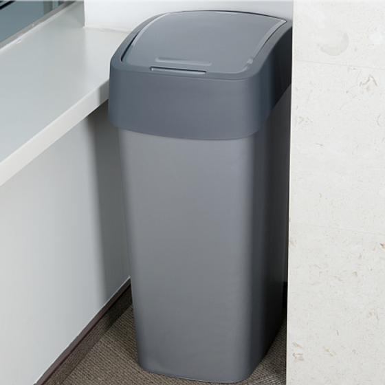 Контейнер для мусора FLIP BIN серебристый/графитовый 45л