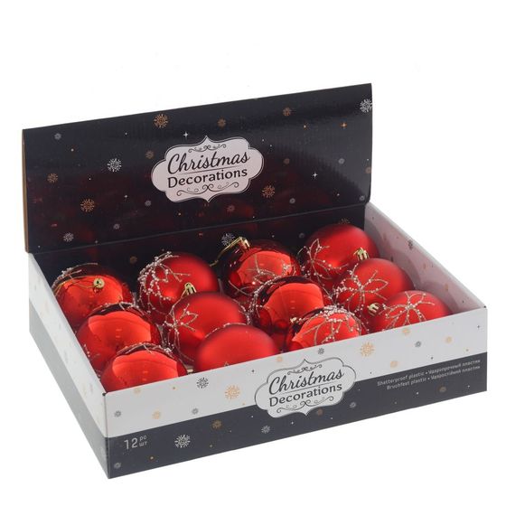 Набор из 12шт Украшение новогоднее &quot;Шар&quot;, D 8 см, L35 W27 H8,5 см