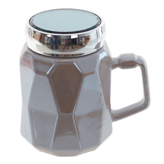 Кружка с крышкой, 550 мл, L13 W9 H13 см, цвет микс