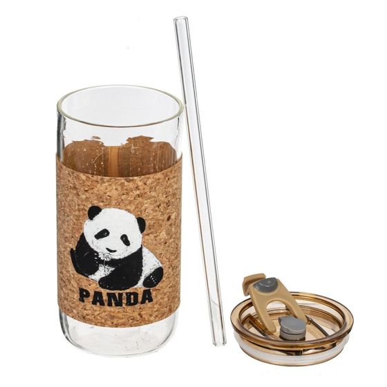 Бутылка с трубочкой, L7 W7 H14,3 см, 1 штука, дизайн микс