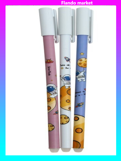 !Ручка гелевая со стираемыми чернилами, 3 штуки, стережень синий, корпус МИКС