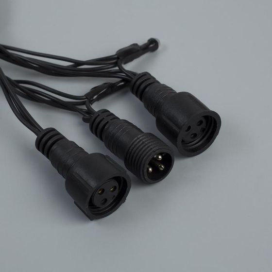 !09 Гирлянда «Нить» 10 м, IP44, УМС, тёмная нить, 100 LED, свечение тёплое белое, 220 В