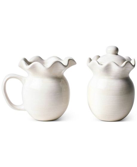 by Laura Johnson Signature White Ruffle Cream &amp; Sugar Set