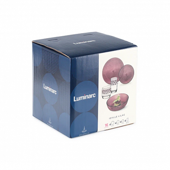 Набор столовый ИДИЛЛИЯ ЛИЛАК 16пр со стаканами РОМБ ЛИЛАК 310мл