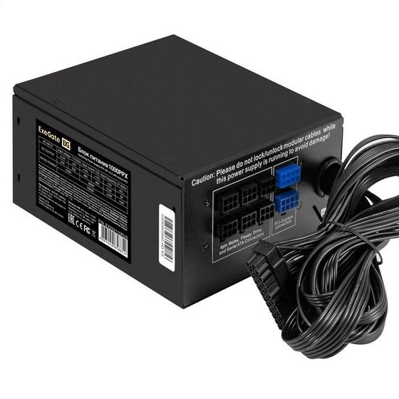 Блок питания 1000W ATX ExeGate 1000PPX 14cm fan 24pin 2x(4+4)pin 6xPCI-E 8xSATA 4xIDE (EX222115RUS)