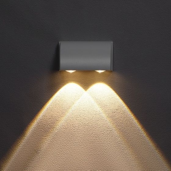 !09 Светильник фасадный белый «Каскад», FSD-094, 2 Вт, 3000К, 2 луча, IP65, 220 В, металл