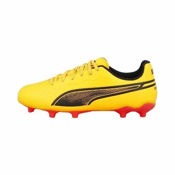 Бутсы детские футбольные Puma King Matc FG/AG желто-оранжевые