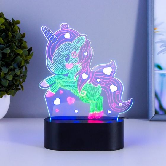 Светильник сенсорный &quot;Единорожек&quot; LED USB (90см) от батареек 3xАА черный 14х5,5х18,5 см RISALUX  765