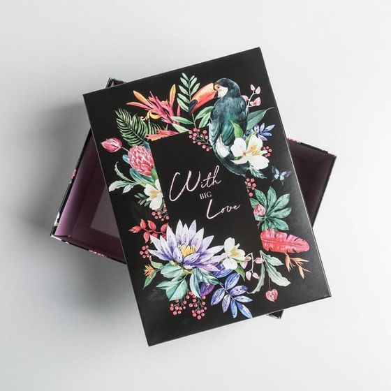 !09 Коробка складная (набор 2 штуки) «Цветочный сад», 21 × 15 × 7 см.