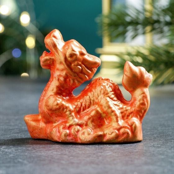 !09 Набор из 2-х фигурок - Фигура "Дракон огненный малый" алый с позолотой, 5х6х3 см.