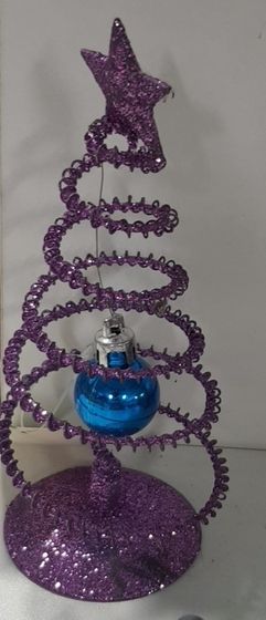 !09 Декоративная новогодняя елка 3 штуки (14 см) цвет сиреневый