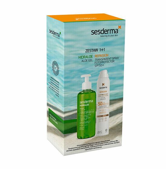 SESDERMA Set Hidraloe Aloe Gel + Repaskin Photoprotector Spray SPF 50 Набор: Гель алоэ вера 200 мл Солнцезащитный спрей spf50 - 250 мл