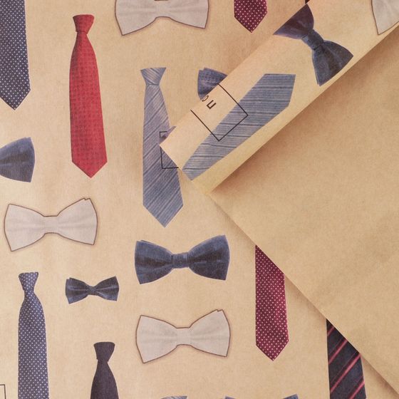 !09 Бумага (набор 4 листа) упаковочная крафтовая «Галстуки», 70 × 100 см.