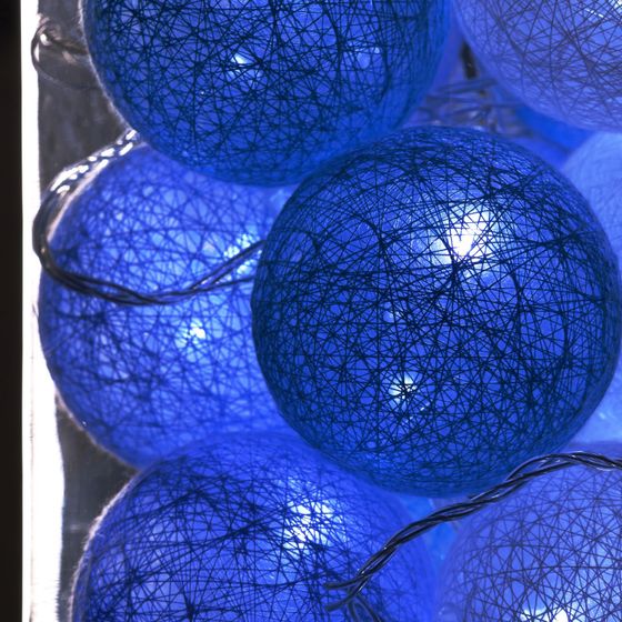 !09 Гирлянда «Нить» 5 м с насадками «Клубки морские», IP20, прозрачная нить, 20 LED, свечение белое, 220 В