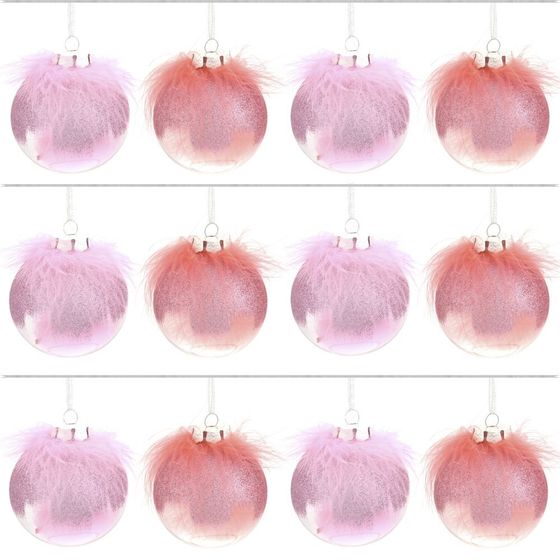 Набор из 12шт, Украшение новогоднее Шар &quot;Перышко страуса&quot;, D8 см, L35 W27 H9см