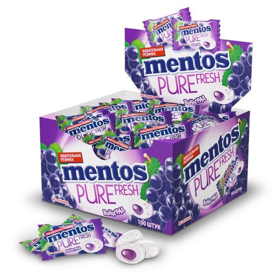 Жевательная резинка Mentos, виноград, 2г.