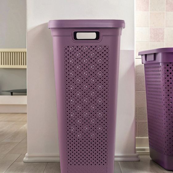 Корзина для белья DIAMOND фиолетовая 48л 44.5х28.3х59.2см узкая