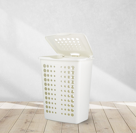 Корзина для белья VICTOR 40л кремовая