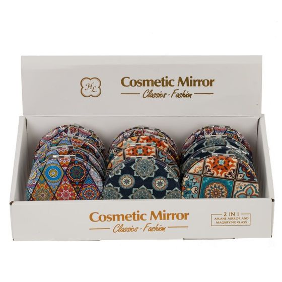 Зеркало карманное, Д7 Ш7 В1 см, 4в.