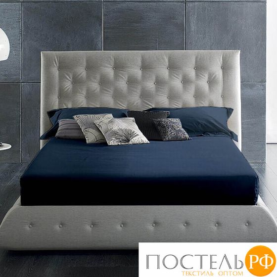 114311429-crL15 Простыня на резинке Satin Luxe 90х200х25 темно-синий