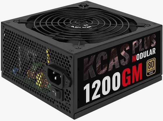 Блок питания 1200W ATX Aerocool KCAS PLUS 1200GM V2 (24+8+4+4pin) APFC 140mm fan 10xSATA Cab Manag RTL