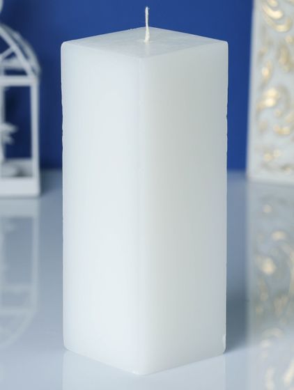 !09 Свеча цветная парафиновая "Квадрат" 8x8x20 cм цвет белый