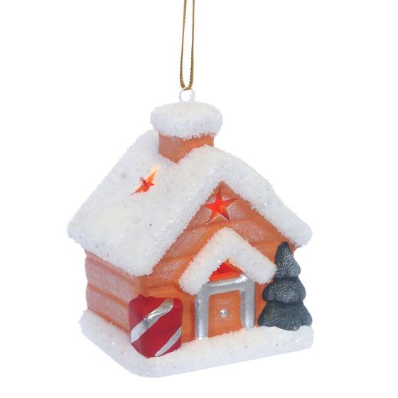 Украшение новогоднее &quot;Домик&quot; с подсветкой (LR44 2 шт), L6,5 W5,5 H8 см, 3в.
