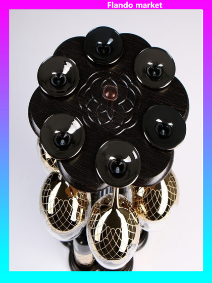 !09 Набор фужеров "Золотая сетка цветы" 6 фужеров (290 мл.) + стойка